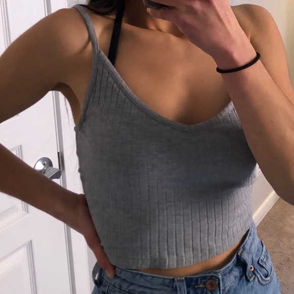 Grey Ribbed Tank Top - Picture 3 of 3